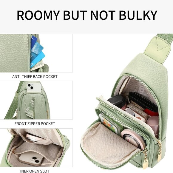 Chic Vegan Leather Sling Bag for Women - Lightweight and Secure Travel Accessory - Picture 2 of 6